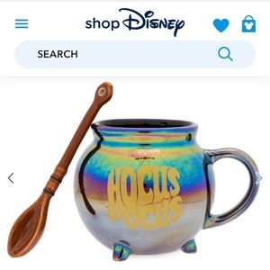 Hocus Pocus iridescent Disney Halloween mug and spoon set.